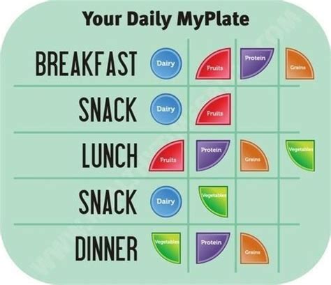 Find an example of a healthy keep it low in calories and eat just enough to keep you from feeling too hungry because dinner is each day includes three meals and three snacks and has a healthy balance of carbohydrates, fats, and proteins. your daily myplate breakfast lunch dinner snack portion ...