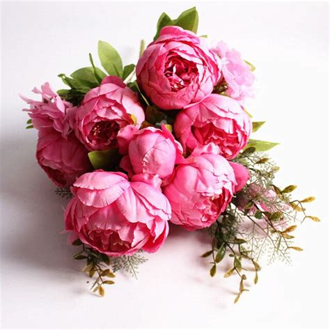 Buy Silk Peony Flowers Bouquet Artificial Fall Vivid