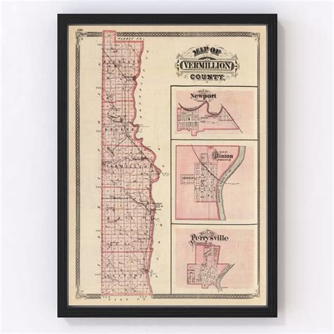 Vintage Map Of Vermillion County Indiana 1876 By Teds Vintage Art