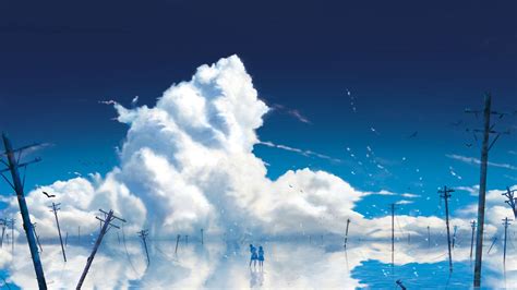 Desktop Wallpaper Anime Girls Outdoor Clouds 4k Hd Image Picture