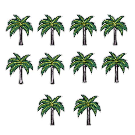10 Pcs Coconut Trees Patches Badges For Clothing Iron Embroidered Patch
