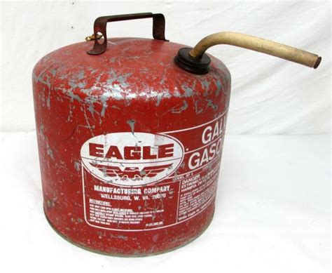 Vintage Eagle Gas Can 5 Gal Galvanized Metal Gasoline Sp5 Vent Screened