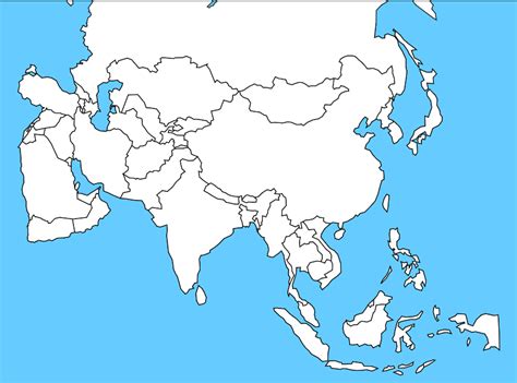Slepá Mapa Asie Státy Mapa