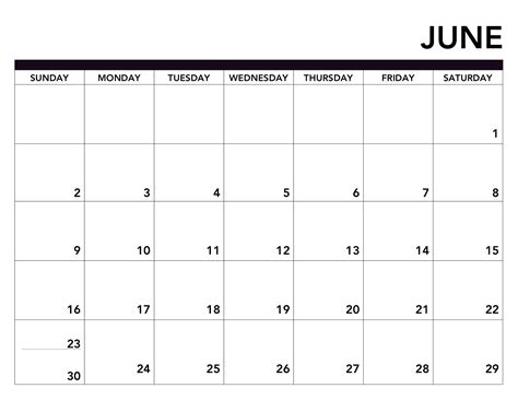 Editable June 2019 Calendar Printable Fillable Template Word June