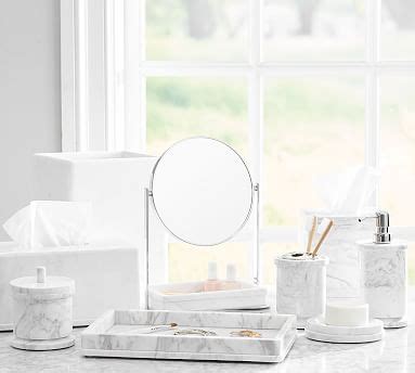 Finish off your bathroom look with stylish & practical bathroom accessories in designs and shades perfect for every decor. Monique Lhuillier Marble Bath Accessories | Pottery Barn