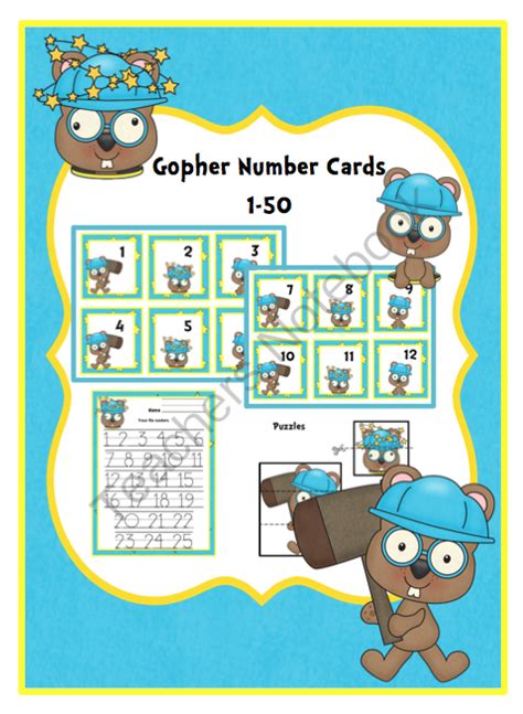 Mix them up and have kids put them in order forwards and backwards. Gopher Number Cards 1-50 | Preschool printables, Preschool activities, Preschool