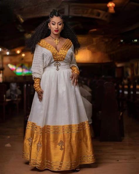 Eritrean And Ethiopian Habesha Traditional Dress Zuriya Kemis