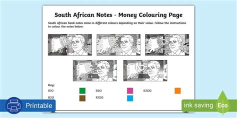 South African Banknotes Colouring Page Twinkl South Africa