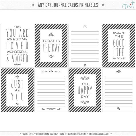 Journal Cards Project Life Freebies Project Life Printables