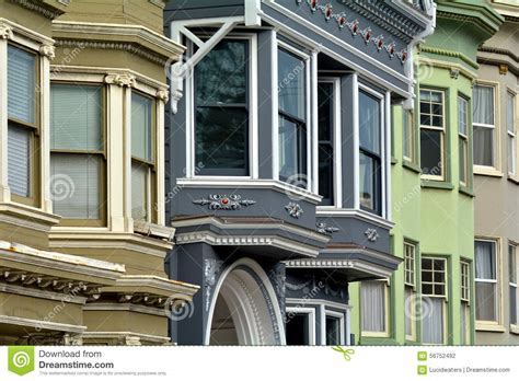 Old Colourful Victorian Houses Faced In San Francisco Stock Photo