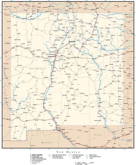 Detailed New Mexico State Map