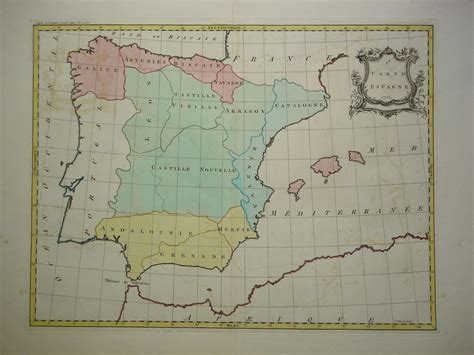 Mapa De Los Reinos De España Y Portugal Del Siglo Xviii De Jean