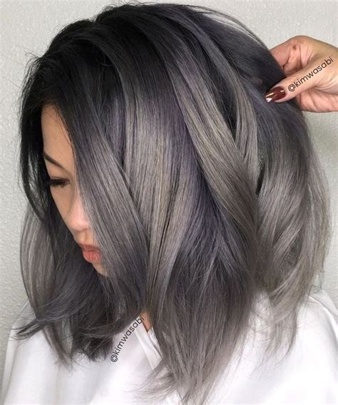 Grey Hair Hairstyles In 2019 Ash Brown Hair Charcoal Hair Grey
