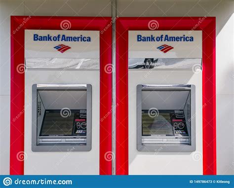 Exterior View Of The Atm Machine Of Bank Of America Editorial Stock