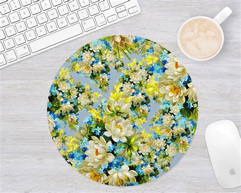 Floral Mousepad Circle Mouse Pad Round Mouse Pad For Women Etsy