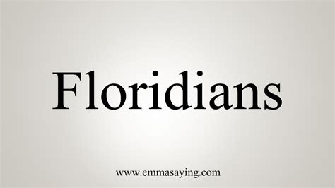 How To Say Floridians Youtube