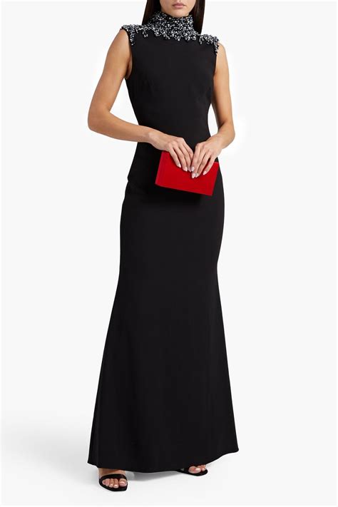 Badgley Mischka Embellished Fluted Crepe Gown The Outnet