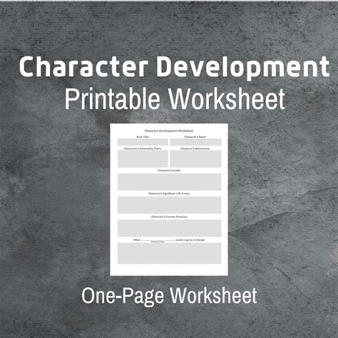 Printable Character Development Worksheet Printable Pdf Etsy