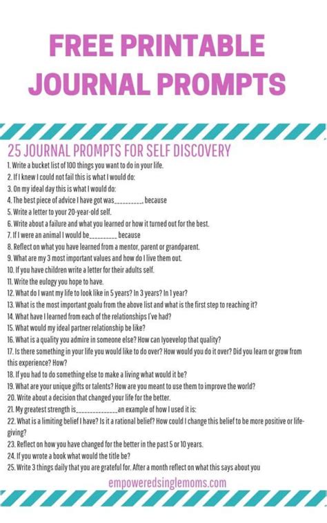 25 Journal Prompts For Self Discovery With Free Printable