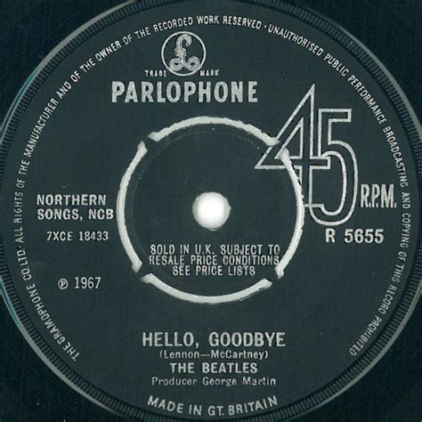 The Beatles Hello Goodbye 1967 Knock Out Centre Vinyl Discogs