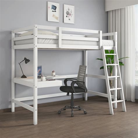 Genius Solid Wood Bunk Bed With Study Table White At Home Nilkamal