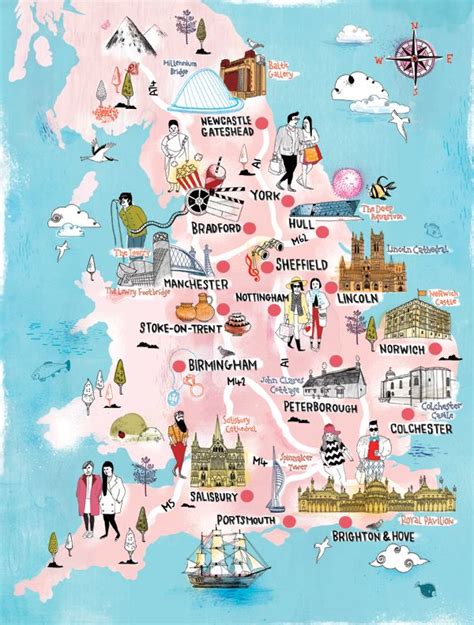 Illustrated Map Of English Cities For Time Out London And Visit England