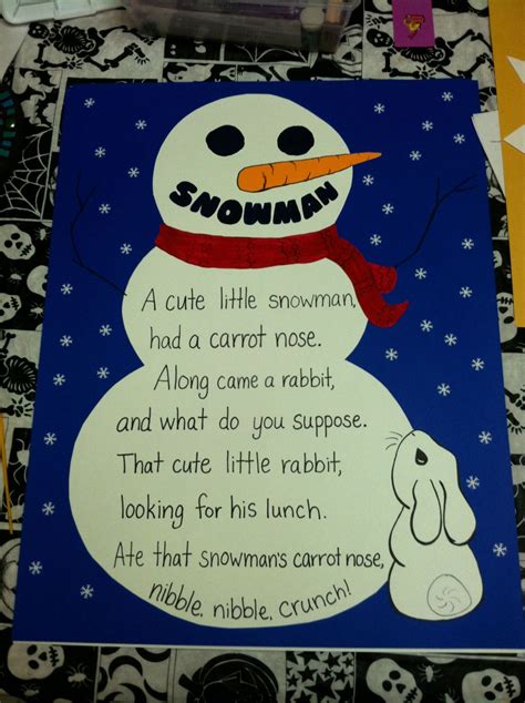 Funny poetry can involve a dose of reality, as this funny rhyme does. The Snowman poem - kindergarten classroom | Manualidades