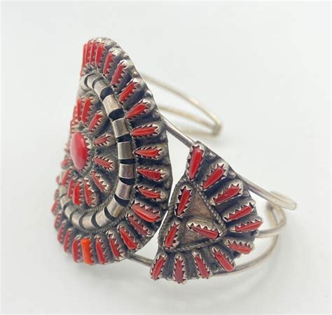 Violet Jeffrey Begay Sterling Silver And Coral Clu Gem