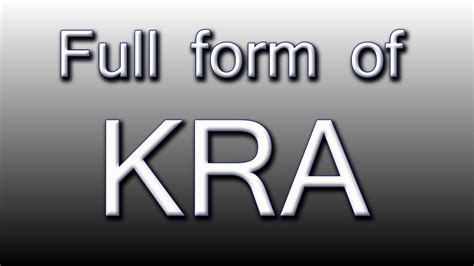Full Form Of Kra Youtube