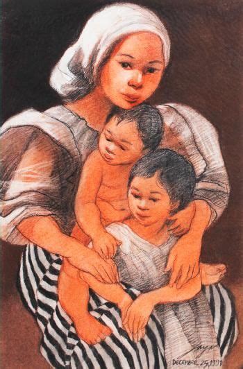 Mother And Children By Jose Joya Philippine Art Art