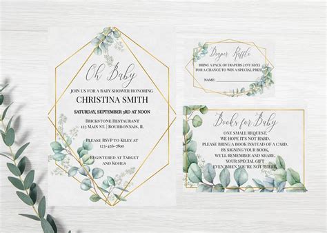 Customized invitation cards free customize; baby shower invitation set, DIGITAL DOWNLOAD, baby shower ...