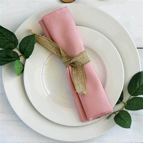 5 Pack 17x17 Dusty Rose Polyester Linen Napkins Tablecloths Factory