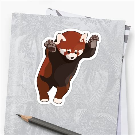 Red Panda Excited Stickers By Art Landing Redbubble