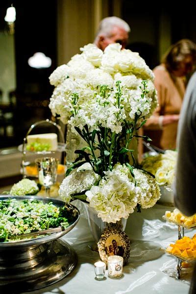 White Hydrangea Wedding Buffet Food Display Ideas