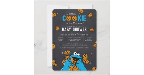 Cookie Monster Chalkboard Baby Shower Invitation Zazzle