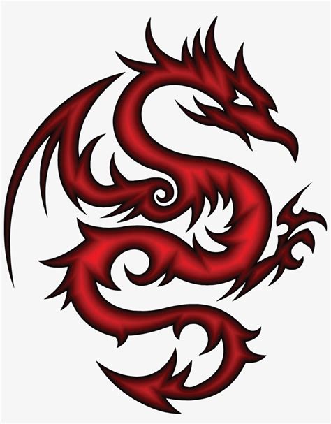 Free Clipart Of A Red Dragon In Tribal Style