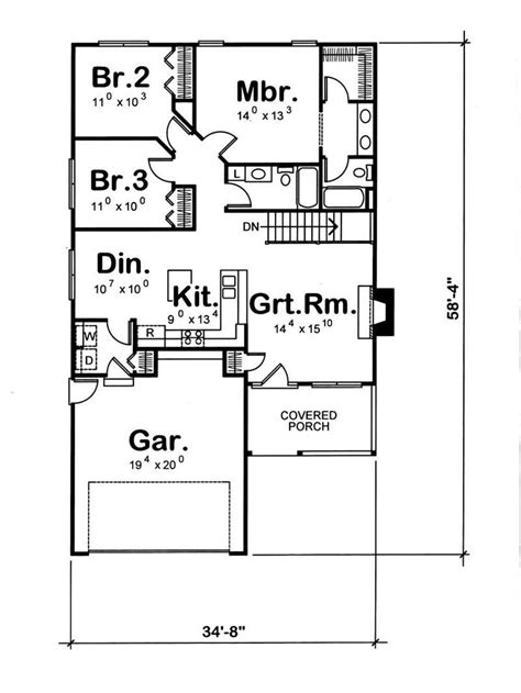 Mmh has a large collection of small floor plans and tiny home designs for 1200 sq ft plot area. House Plan #120-1058 : 3 Bedroom, 1311 Sq Ft Bungalow ...