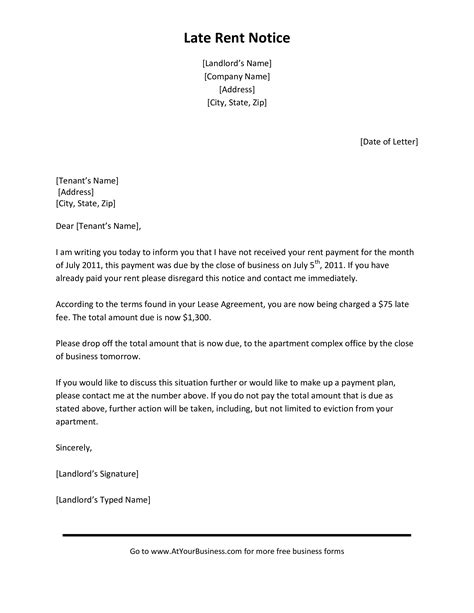 Past Due Rent Notice Template