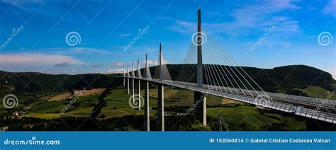 Millau Viaduct The Tallest Bridge In Europe Panoramic View Editorial