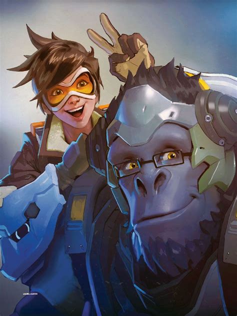 tracer and winston from overwatch illustration artwork gaming videogames gamer tracer