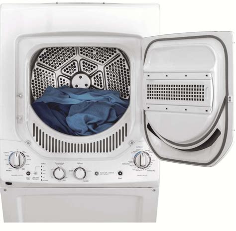 Gud24gssmww Ge 24 Laundry Center With Washer And 44 Cu Ft Gas Dryer