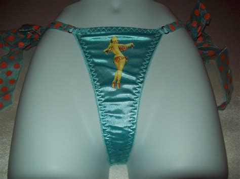 Centerfold Side Bow Thong Small Blue