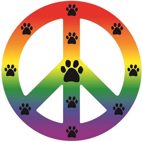 Rainbow Peace Sign Paw Magnet Clipart Best Clipart Best