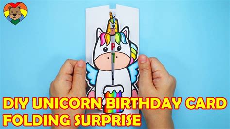 Diy Unicorn Birthday Card Folding Surprise Youtube