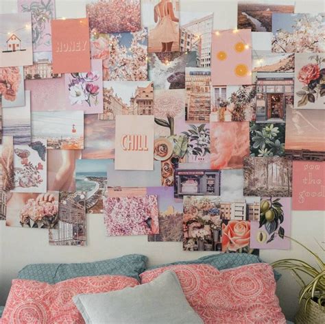 700 x 875 jpeg 137 кб. Peachy Pink Collage Kit in 2020 | Bedroom wall collage ...