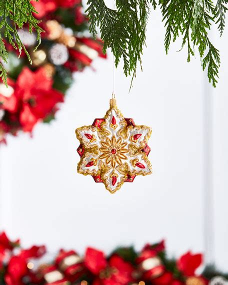 Gold And Glitter Collection Golden Snowflake Ornament Neiman Marcus