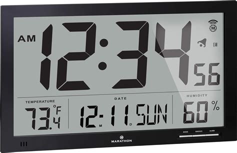 Marathon Cl030062bk Slim Jumbo Atomic Digital Wall Clock With