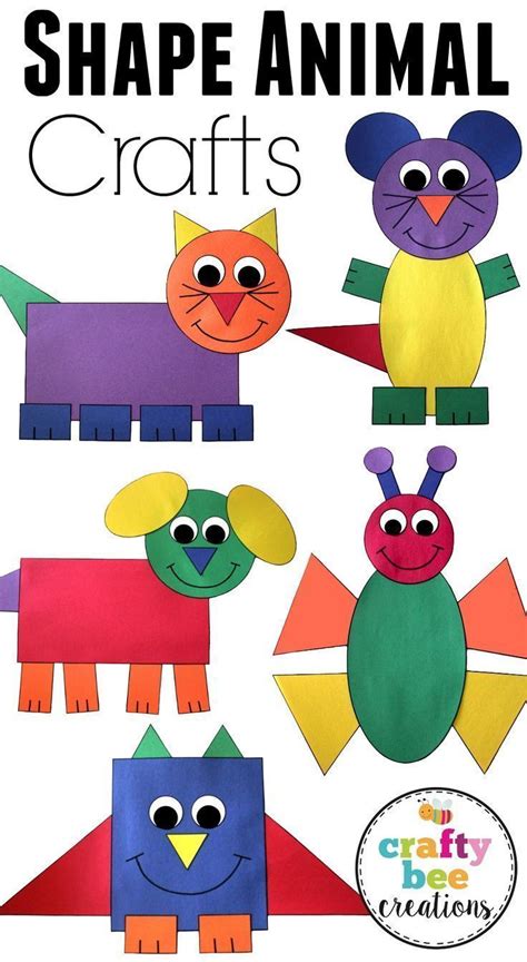Shape Animal Crafts Bundle Kindergartenpre School‍ Toddler Crafts