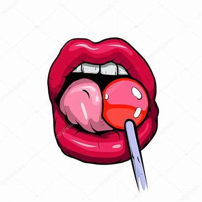 Lollipop Licking Lolly Woman Lips Likken Clipart