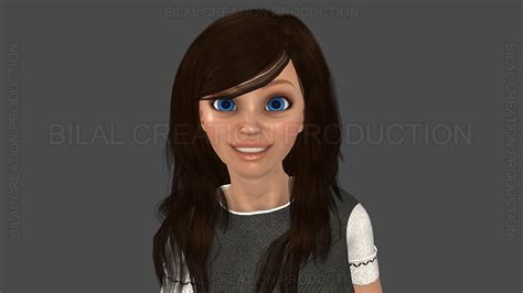Beautiful Girl Animated 3d Model Animated Rigged Cgtrader